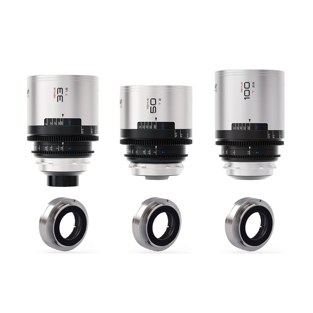 Blazar Remus 1.5x anamorphique – Kit de 3 objectifs 33/50/100mm (monture PL/EF)