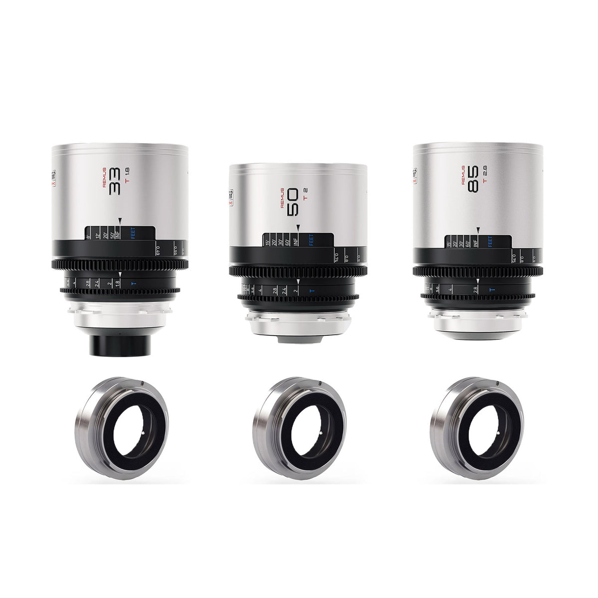 Blazar Remus 1.5x anamorphique – Kit de 3 objectifs 33/50/85mm (monture PL/EF)